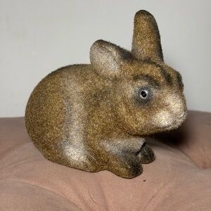 Vintage Flocked Felted Fuzzy Bunny- Highly Realistic 1980's